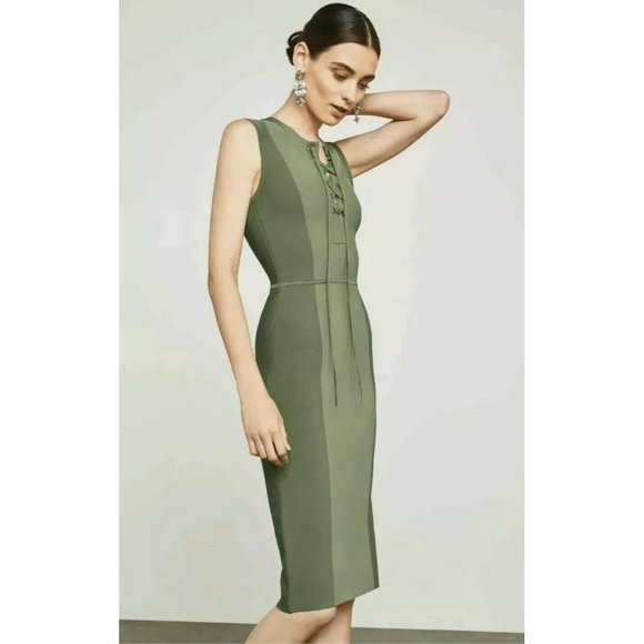 NWT BCBGMAXAZRIA Lace-Up Colorblock Sheath Dress - Picture 10 of 16